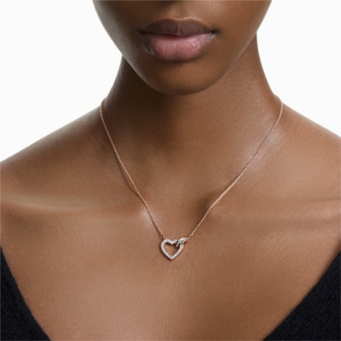 Swarovski Lovely necklace, Heart, White, Rose gold-tone plated