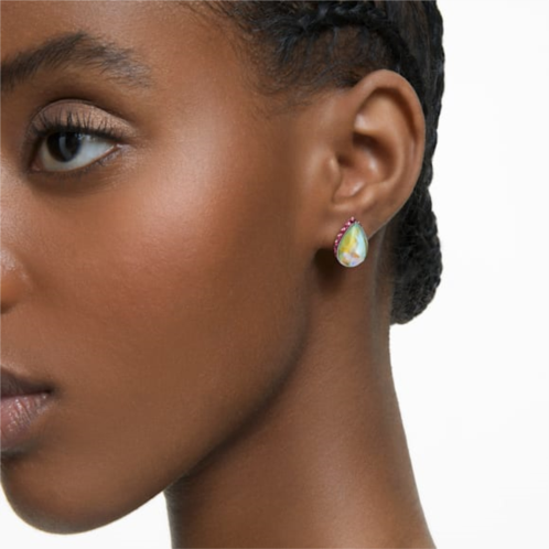 Swarovski Orbita stud earrings, Drop cut, Multicolored, Rhodium plated