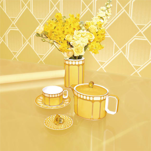 Swarovski Signum teacup with saucer, Porcelain, Yellow
