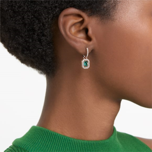 Swarovski Millenia drop earrings, Octagon cut, Green, Rose gold-tone plated