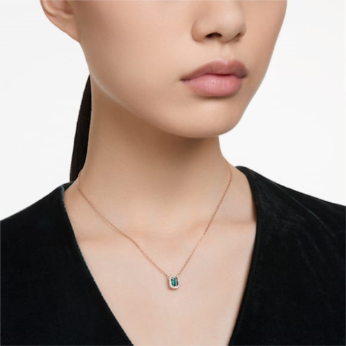 Swarovski Millenia necklace, Octagon cut, Green, Rose gold-tone plated