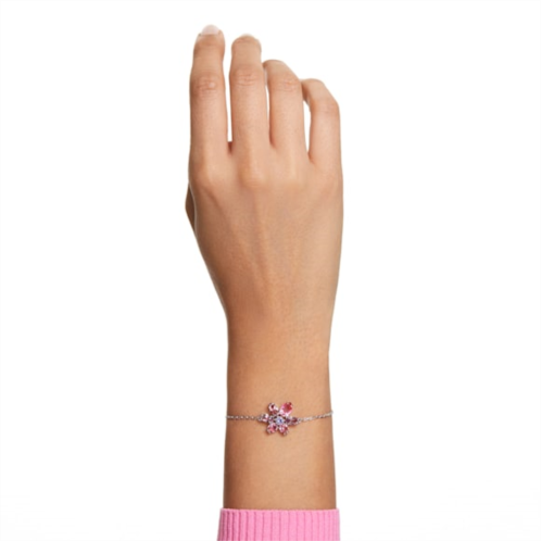 Swarovski Gema bracelet, Mixed cuts, Flower, Pink, Rhodium plated