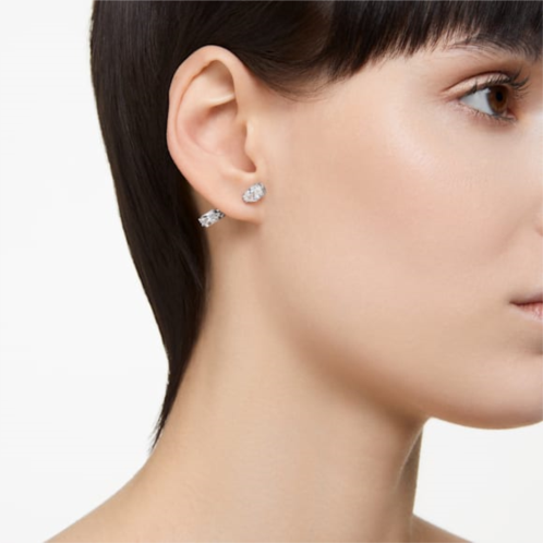 Swarovski Mesmera bar earrings, Mixed cuts, White, Rhodium plated