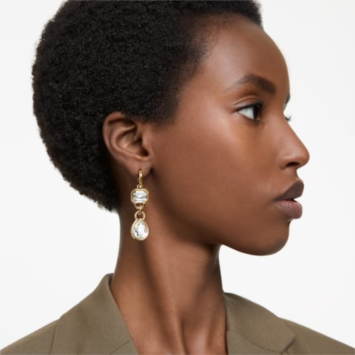 Swarovski Dextera drop earrings, Mixed cuts, White, Gold-tone plated