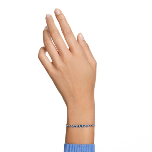 Swarovski Emily bracelet, Mixed round cuts, Blue, Rhodium plated