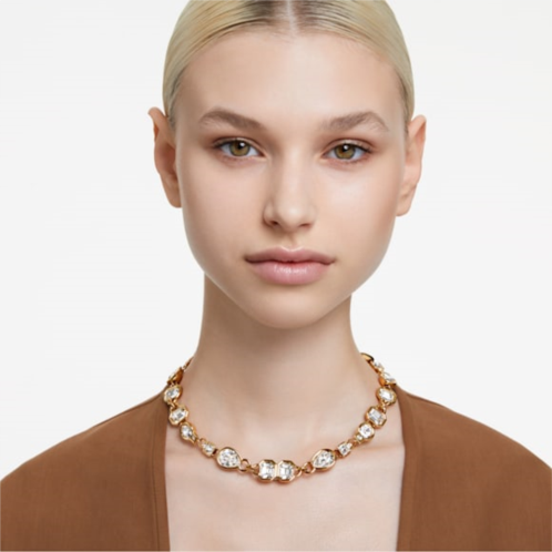 Swarovski Dextera necklace, Mixed cuts, White, Gold-tone plated