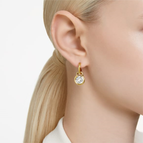 Swarovski Dextera drop earrings, Round cut, White, Gold-tone plated