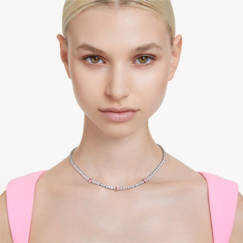 Swarovski Matrix Tennis necklace, Mixed cuts, Pink, Rhodium plated