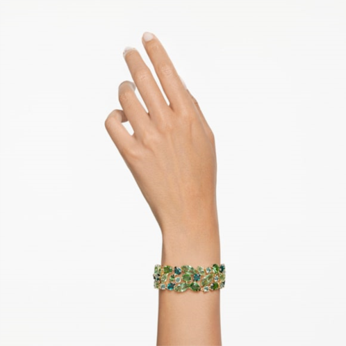 Swarovski Gema bracelet, Mixed cuts, Green, Gold-tone plated