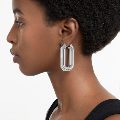 Swarovski Lucent hoop earrings, Statement, Octagon shape, White