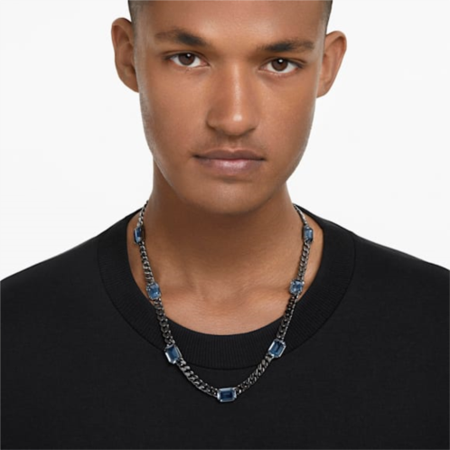 Swarovski Millenia necklace, Octagon cut, Blue, Ruthenium plated