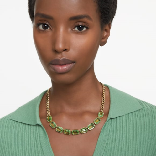 Swarovski Millenia necklace, Octagon cut, Green, Gold-tone plated