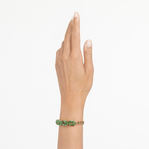 Swarovski Millenia bracelet, Octagon cut, Green, Gold-tone plated