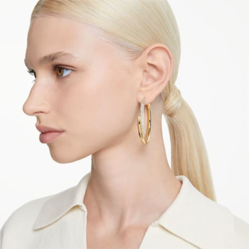 Swarovski Dextera hoop earrings, White, Gold-tone plated