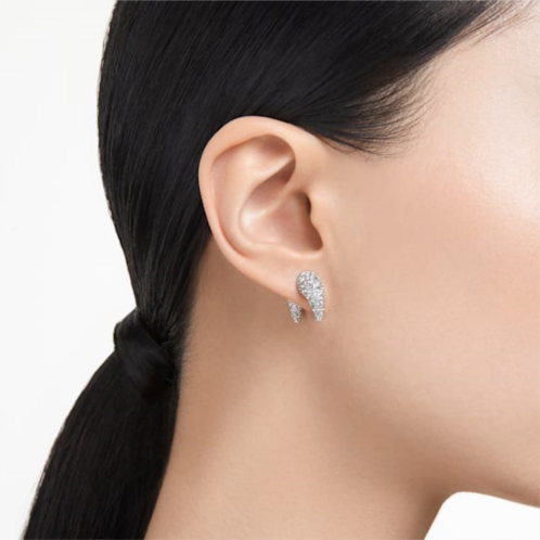 Swarovski Luna stud earrings, Moon, Small, White, Rhodium plated