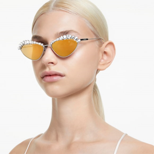 Swarovski Sunglasses, Statement, Cat-eye shape, SK7009, Gold tone