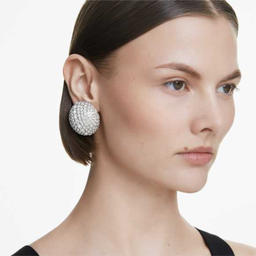 Swarovski Sublima clip earrings, White, Rhodium plated