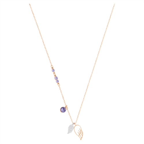Swarovski Symbolic pendant, Wing, Purple, Rose gold-tone plated