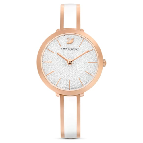 Swarovski Crystalline Delight watch, Swiss Made, Metal bracelet, White, Rose gold-tone finish