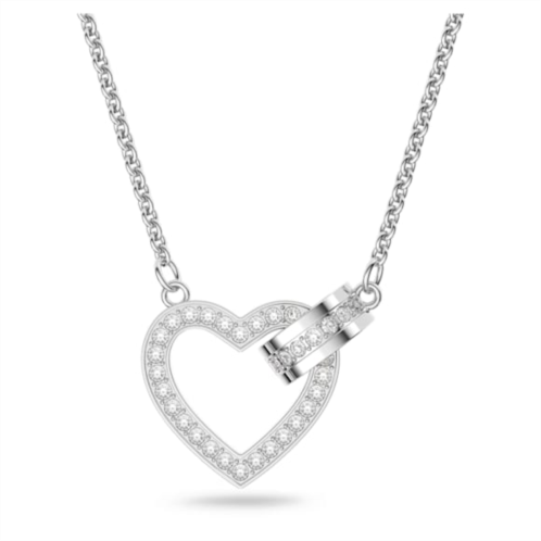 Swarovski Lovely necklace, Heart, White, Rhodium plated