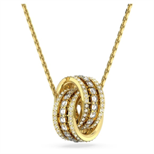 Swarovski Further necklace, Intertwined circles, White, Gold-tone plated