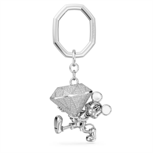 Swarovski Disney Mickey Mouse key ring, White, Rhodium plated