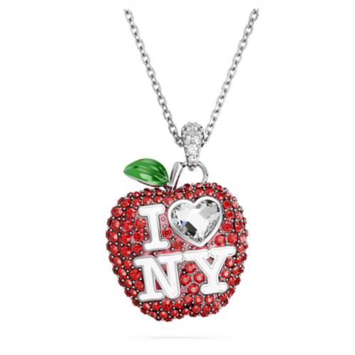 Swarovski I LOVE NY pendant, Red, Rhodium plated