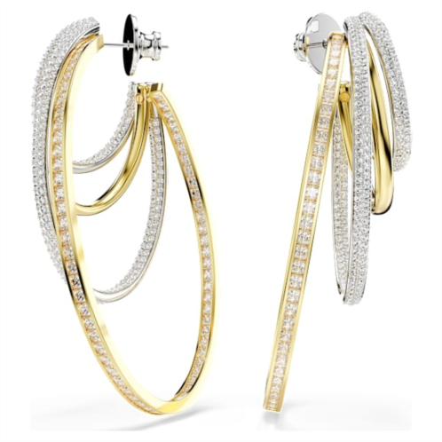 Swarovski Hyperbola hoop earrings, Mixed cuts, White, Mixed metal finish