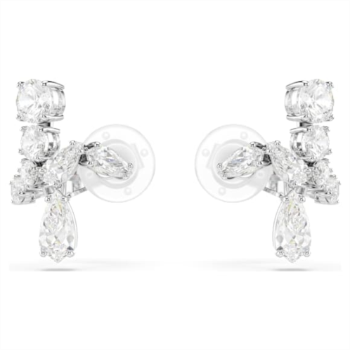 Swarovski Matrix clip earrings, Mixed cuts, White, Rhodium plated