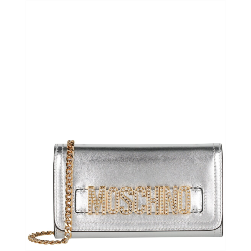 Moschino Logo Leather Clutch