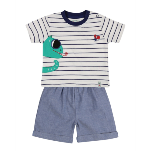 Lilly + Sid Lilly and Sid Lizard Applique T-Shirt & Chambray Short Set