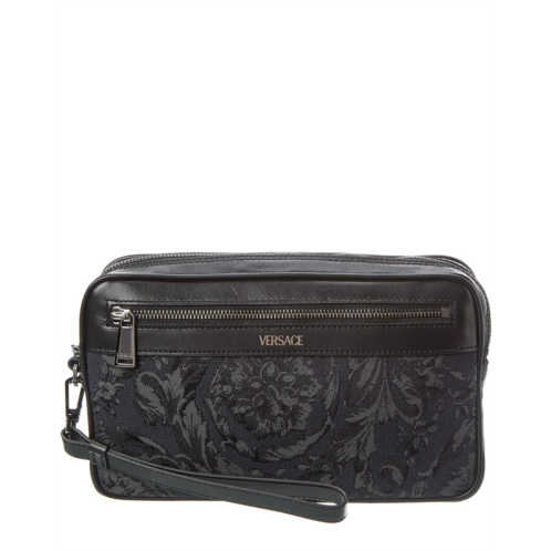 Versace Barocco Jacquard & Leather Pouch