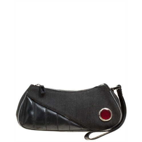 Dior Black Denim & Leather Motorcycle Rockabilly Wristlet Clutch (Authentic Pre-Owned)