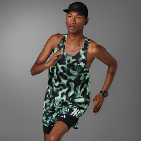 Adidas Own the Run 3-Stripes Allover Print Singlet