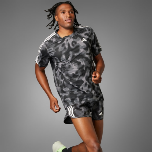 Adidas Own the Run 3-Stripes Allover Print T-Shirt