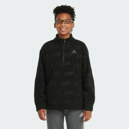 Adidas Long Sleeve Brand Love Printed Cozy Half-Zip Pullover