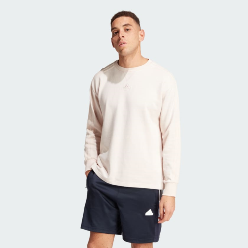 Adidas ALL SZN French Terry 3-Stripes Garment Wash Crew Sweatshirt