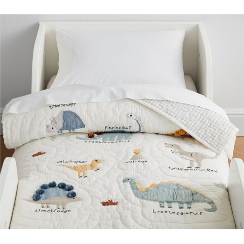 Potterybarn Embroidered Dino Toddler Quilt