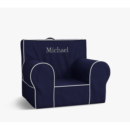 Potterybarn Anywhere Chair, Navy with White Piping