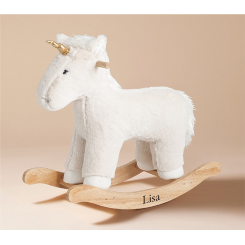 Potterybarn Kid Ivory Faux Fur Unicorn Toy Rocker
