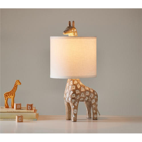Potterybarn Carved Wood Giraffe Table Lamp