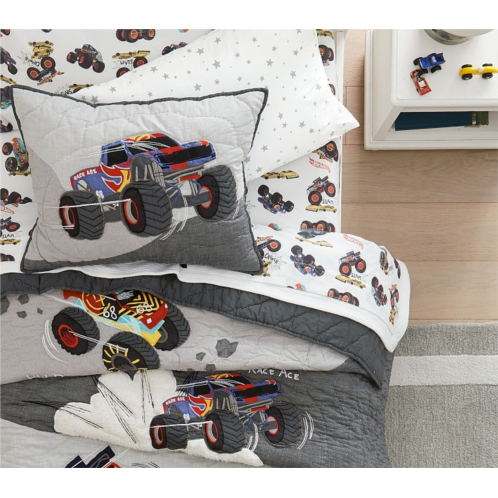 Potterybarn Hot Wheels Monster Trucks Organic Sheet Set & Pillowcases