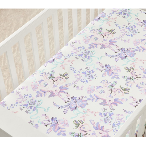 Potterybarn LoveShackFancy Lavender Damask Floral Organic Crib Fitted Sheet