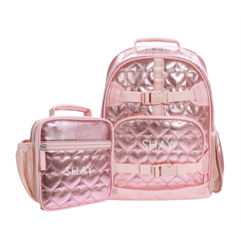 Potterybarn Mackenzie Pink Metallic Hearts Backpack & Lunch Bundle, Set of 2