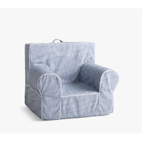 Potterybarn Anywhere Chair, Chambray with White Piping