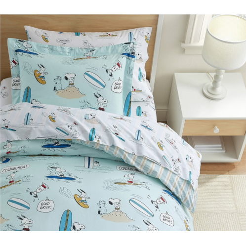 Potterybarn Peanuts Snoopy Surf Organic Duvet Cover & Shams