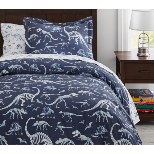 Potterybarn Organic Dinosaur Bones Glow-in-the-Dark Kids Duvet Cover