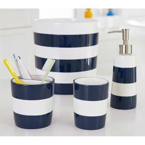 Potterybarn Navy Stripe Kids Bathroom Set