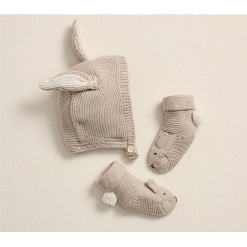 Potterybarn Bunny Knit Hat and Bootie Set