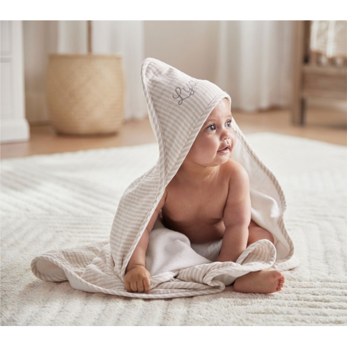 Potterybarn Oxford Stripe Baby Hooded Towel